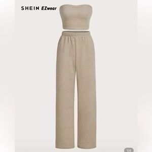 SHEIN Strapless Beige Jumpsuit